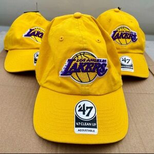 Los Angeles Lakers '47 NBA Clean Up Yellow Adjustable Strap Hat Cap NEW OSFA